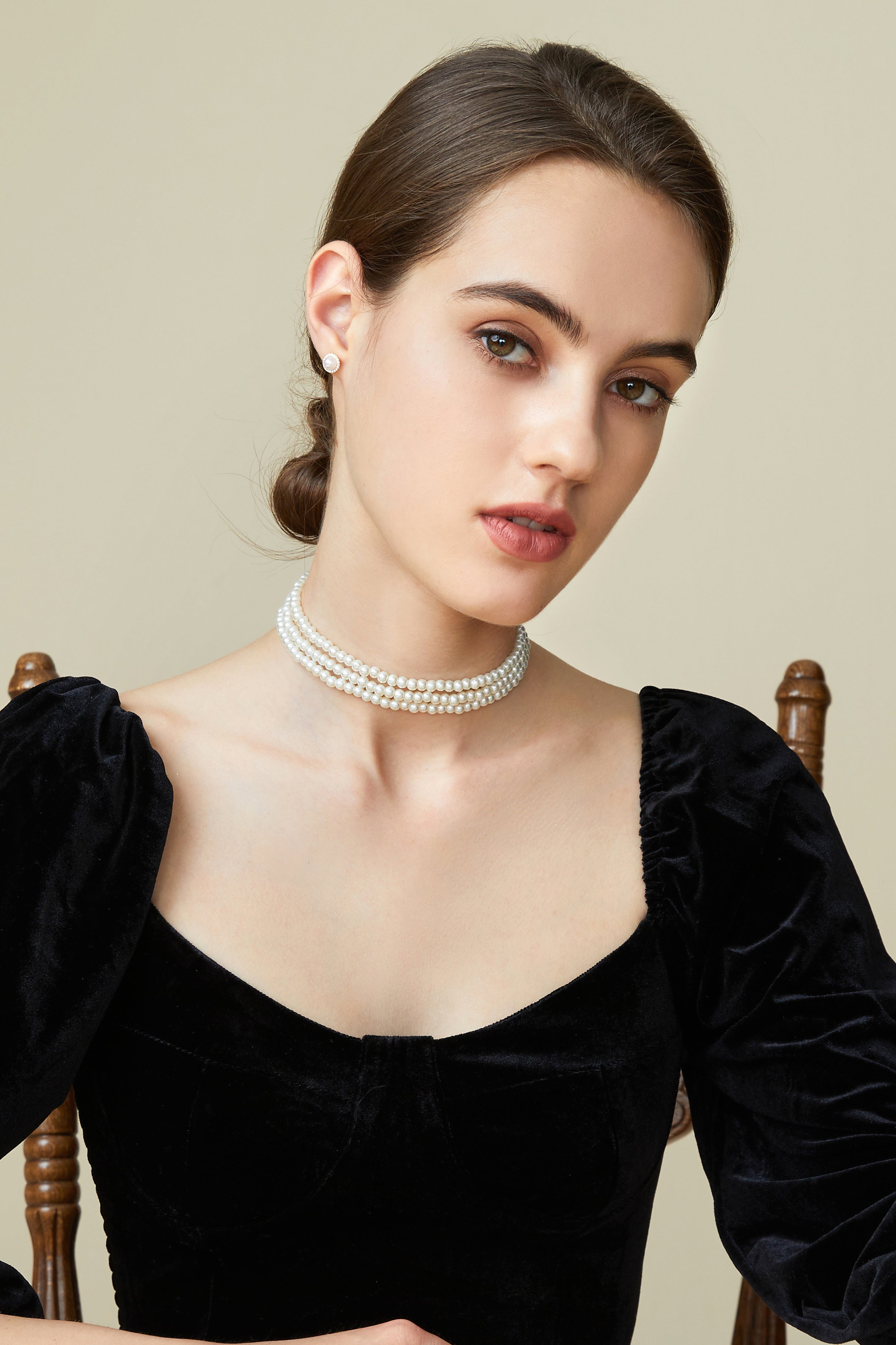 Remarkable Lustrous Imitation Pearl Choker | 3 layer | 8