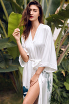 Watercolor Lotus Kimono Robe | Pure White | 3