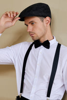 1920s Mens Gatsby Flapper Flat Cap | Dim Gray | 3