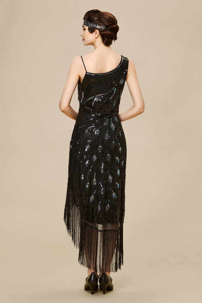 Shop 1920s Dresses - One Shoulder Fringe Midi Dress | BABEYOND
