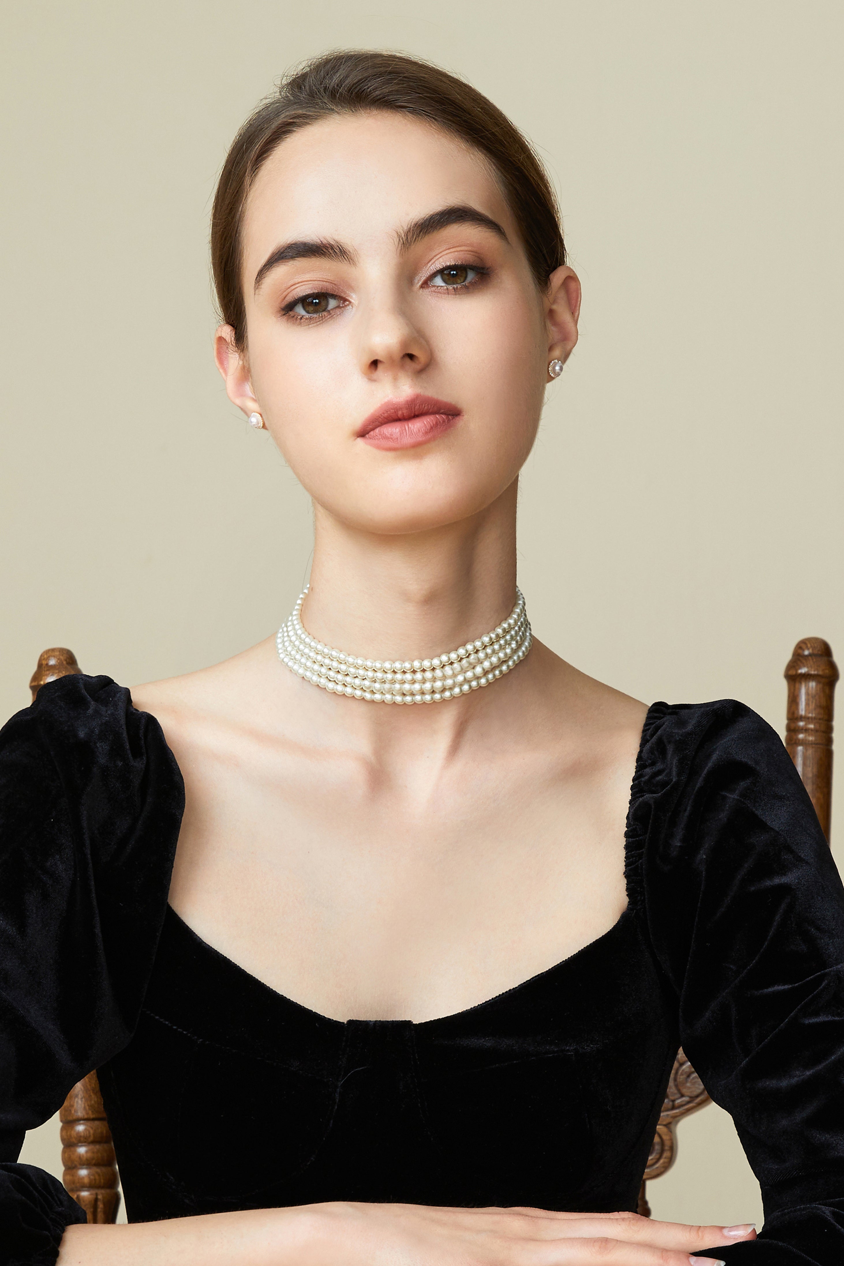 Remarkable Lustrous Imitation Pearl Choker | 4 layer | 11