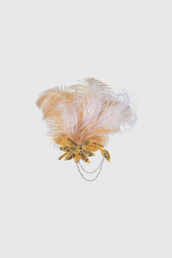 Embroidered Peacock Feather Hair Clip - BABEYOND