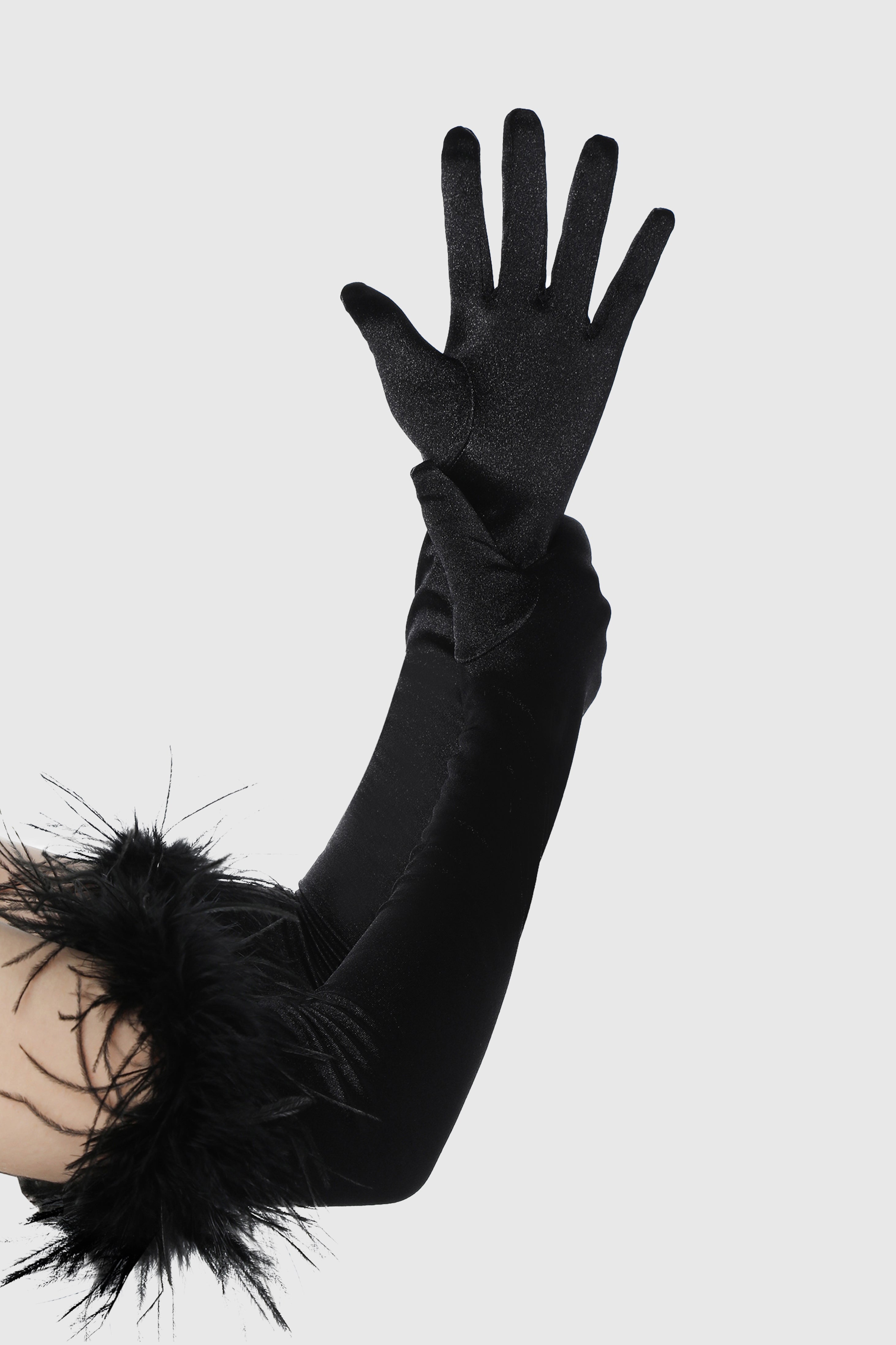 18.9" Ostrich Feather Satin Gloves | 1