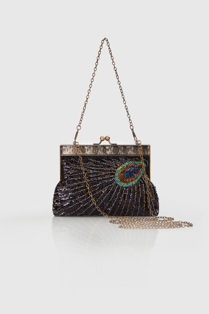 1920s Gatsby Peacock Sequined Clutch - BABEYOND