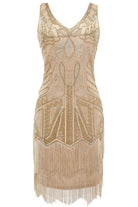 Retro Paisley Art Deco Mini Dress | Light Apricot/Gold | 14