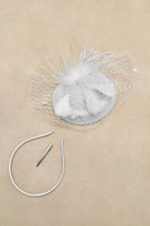 Vintage Feather Veil Fascinator | Snow | 2