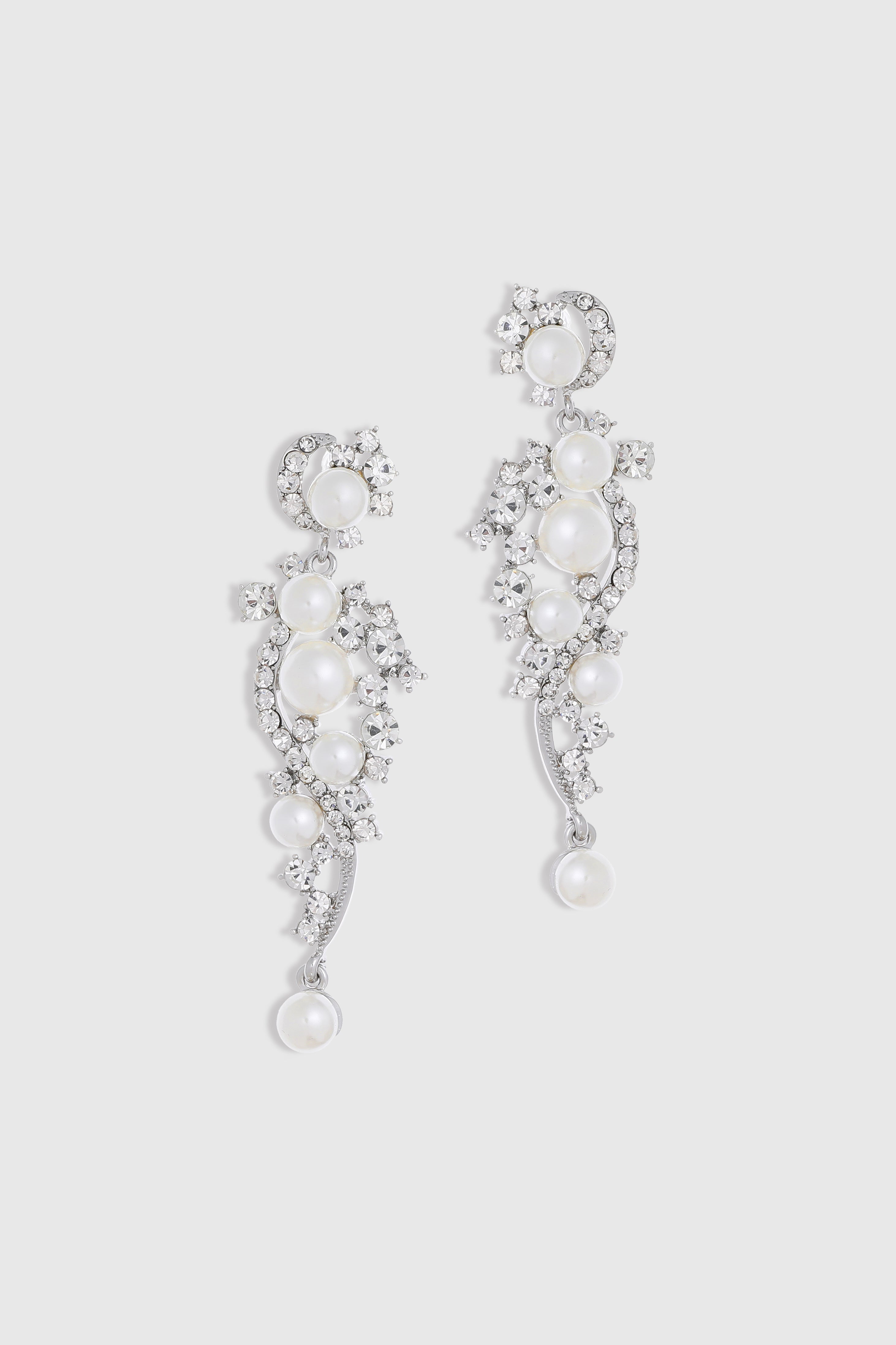 Art Deco Pearl Crystal Earrings | Silver | 1