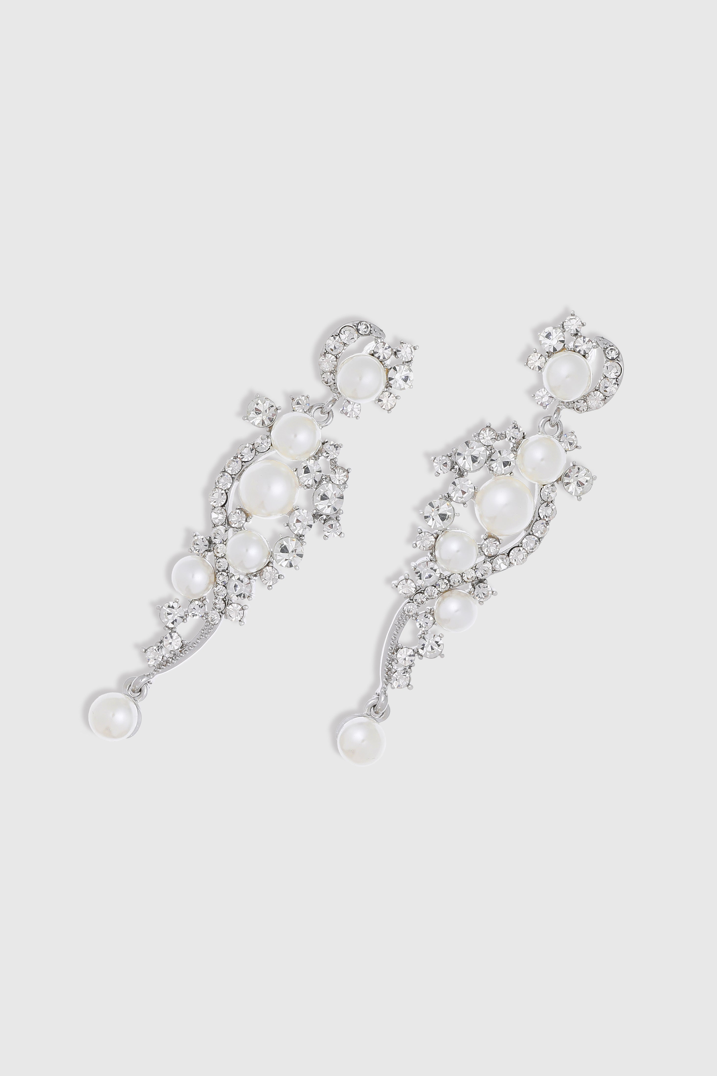 Art Deco Pearl Crystal Earrings | Silver | 3