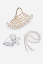 Beaded Pearl Scallop Shape Handbag | Offwhite | 2