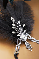 Beaded Rhinestone Tassel Feather Headpiece | Black | 4