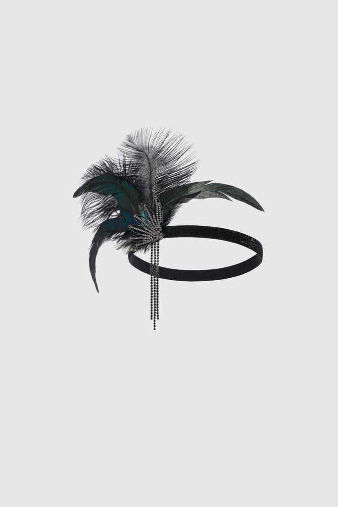 Beaded Tassels Tinted Feather Headband - BABEYOND