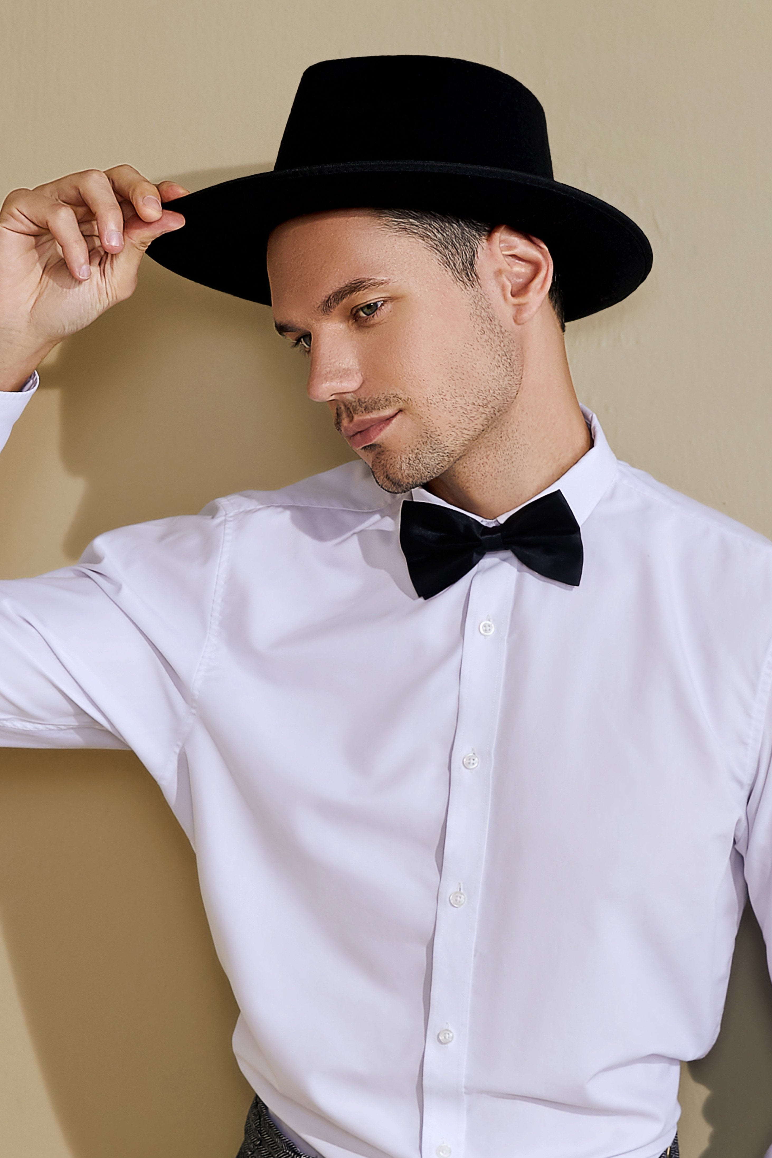 1920s Mens Panama Fedora Hat |  Black | 6