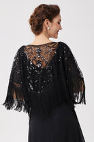 1920s Beaded Sequin Flapper Shawl | Black | 5