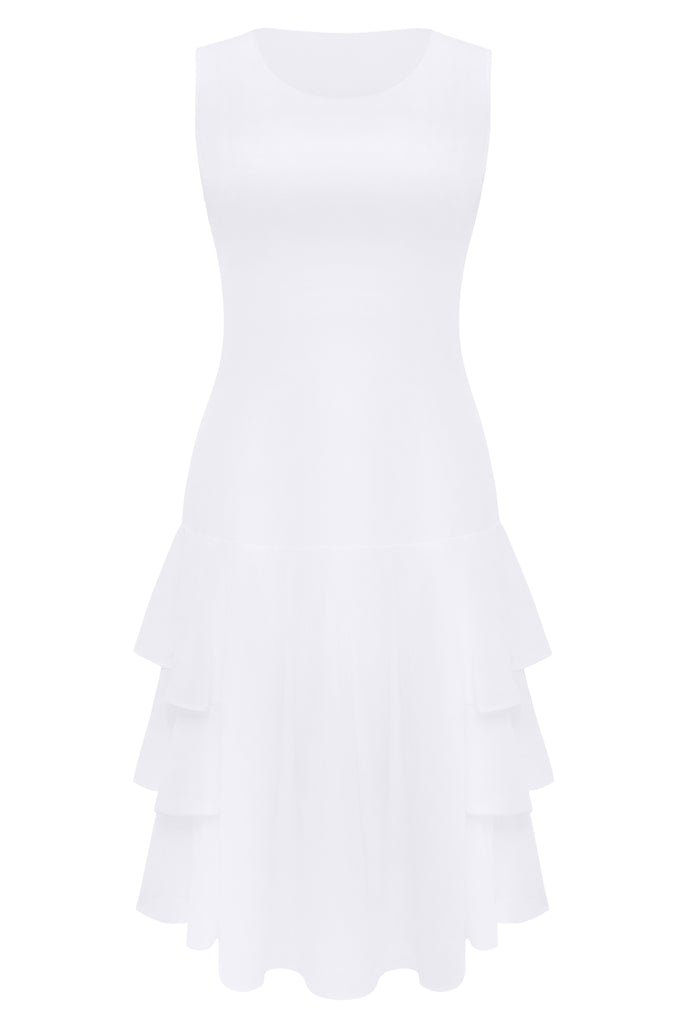 Cascading Tiered Sleeveless Casual Dress - BABEYOND