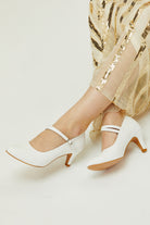 Classic Closed Toe Ankle Strap Shoes | White | 3