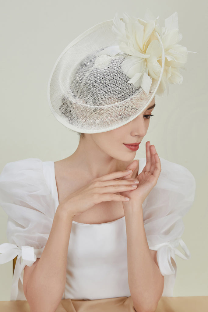 Classic Floral Feather Pillbox Fascinator - BABEYOND