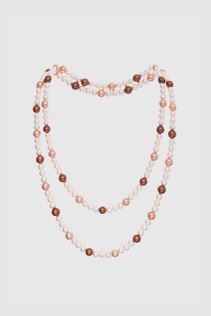 Colorful Faux Pearl Long Necklace - BABEYOND