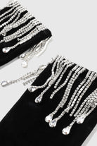 21.6" Crystal Chain Velvet Stretchy Gloves | Black | 2