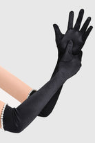 21.6" Cuff Pearl Stretchy Gloves | Black | 1