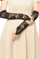 14.2" Finger Loop Lace Flapper Gloves | Black | 3