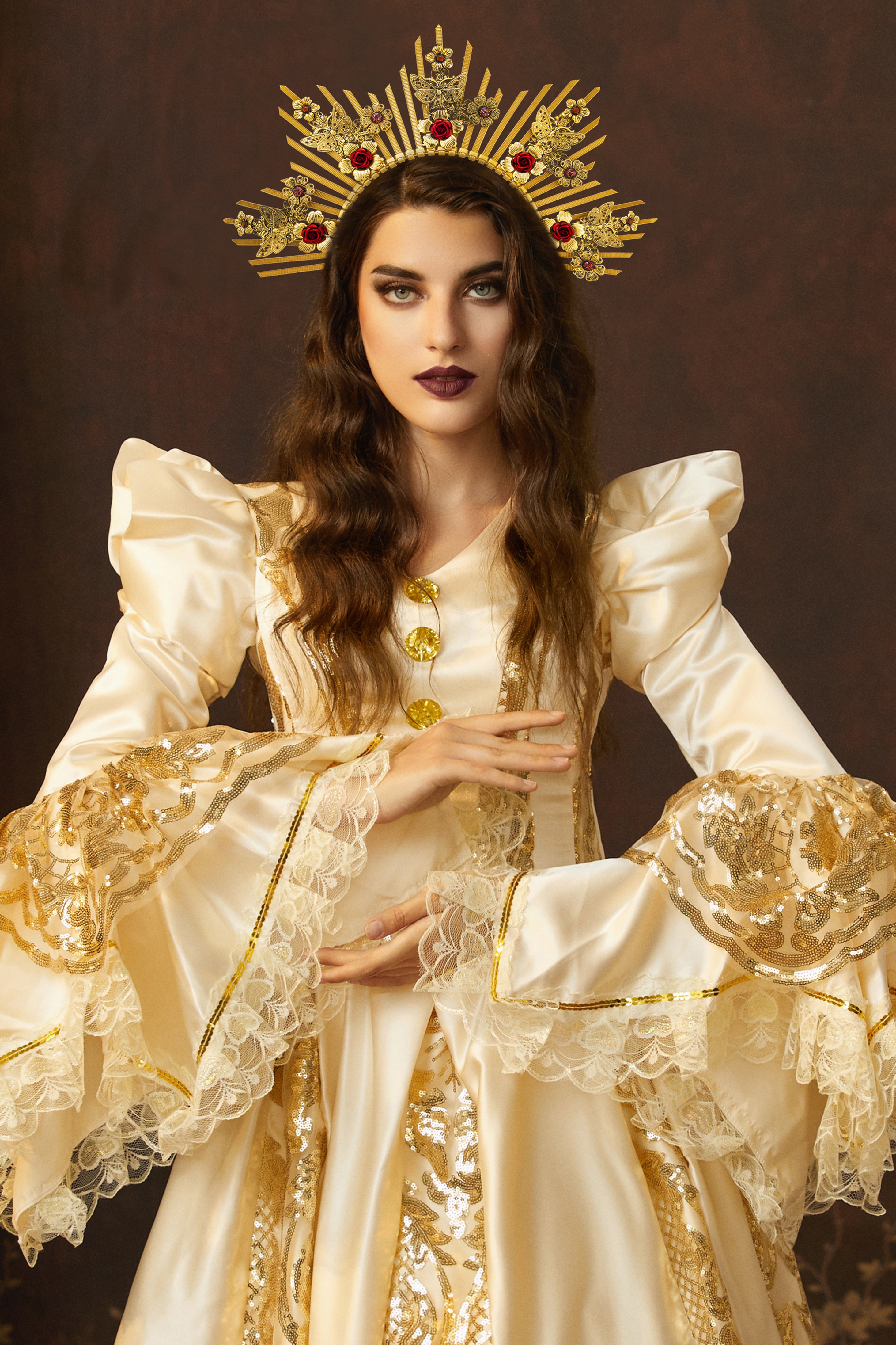 Floral Butterfly Goddess Halo Crown | Gold | 2