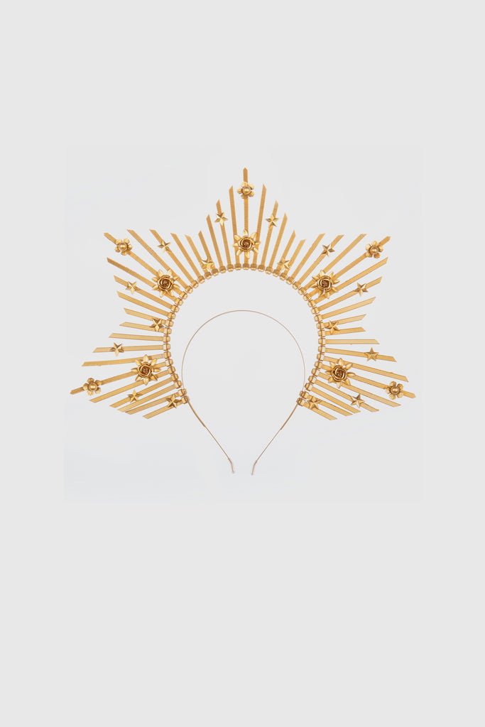 Floral Sunburst Star Halo Crown Headpiece - BABEYOND