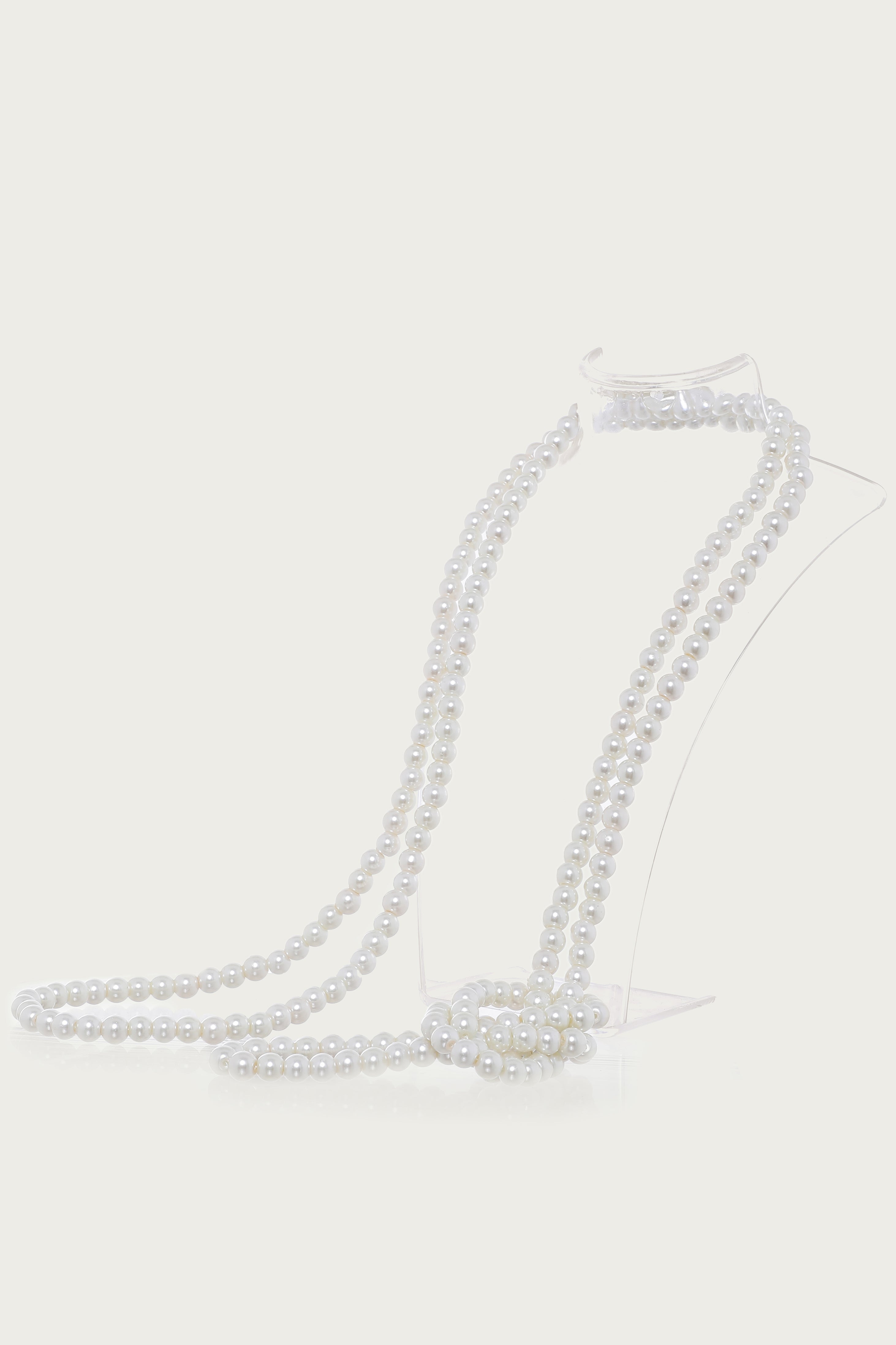 Gorgeous Long Faux Pearl Necklace | Beige | 2