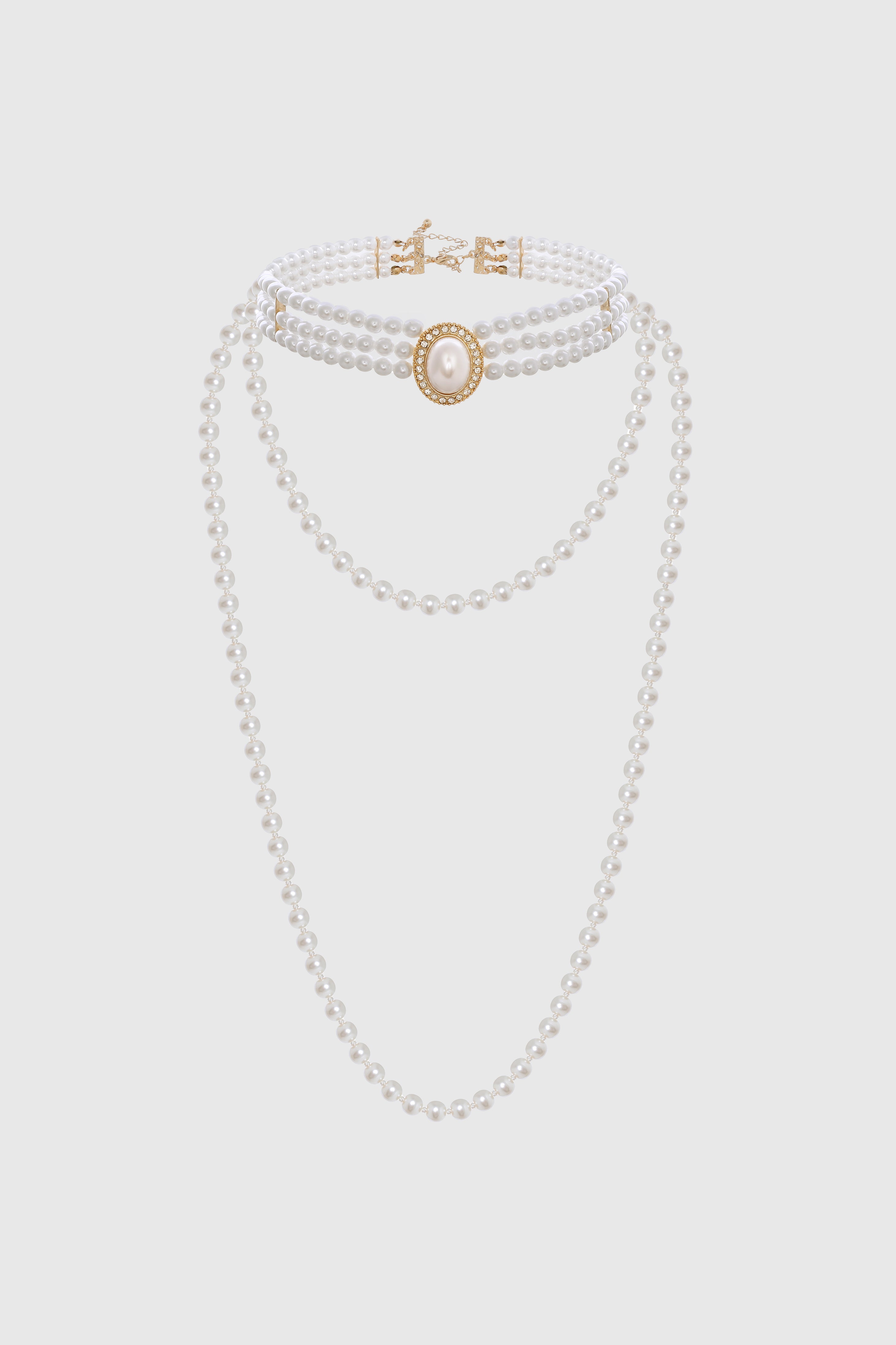 Gorgeous Pearl Choker Necklace Set | 1