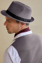 1920s Mens Panama Hat Gatsby Set | Gray | 8