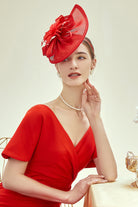 Tea Party Cocktail Fascinator | Red | 4