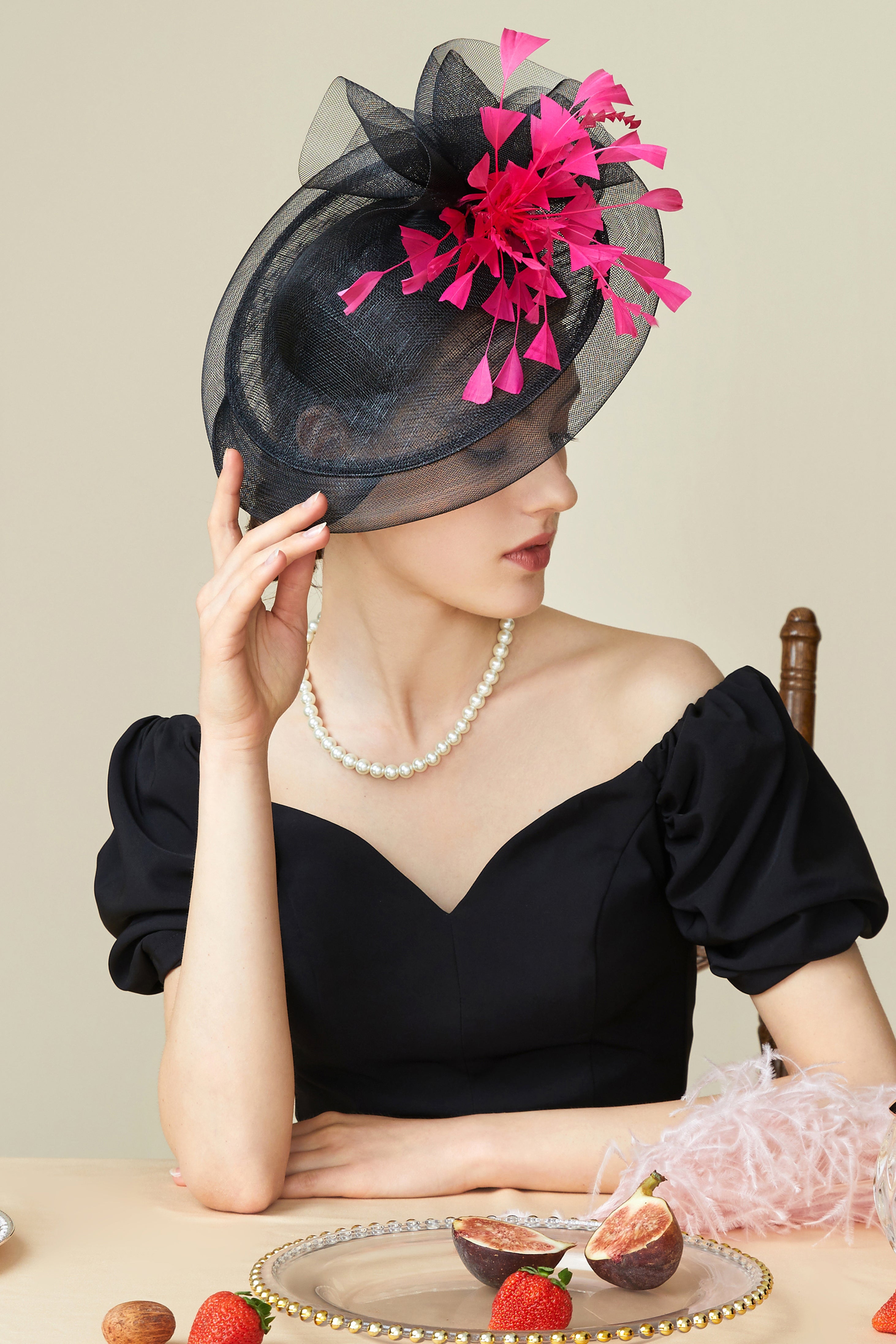 Race Day Feather Cocktail Fascinator | Black | 3