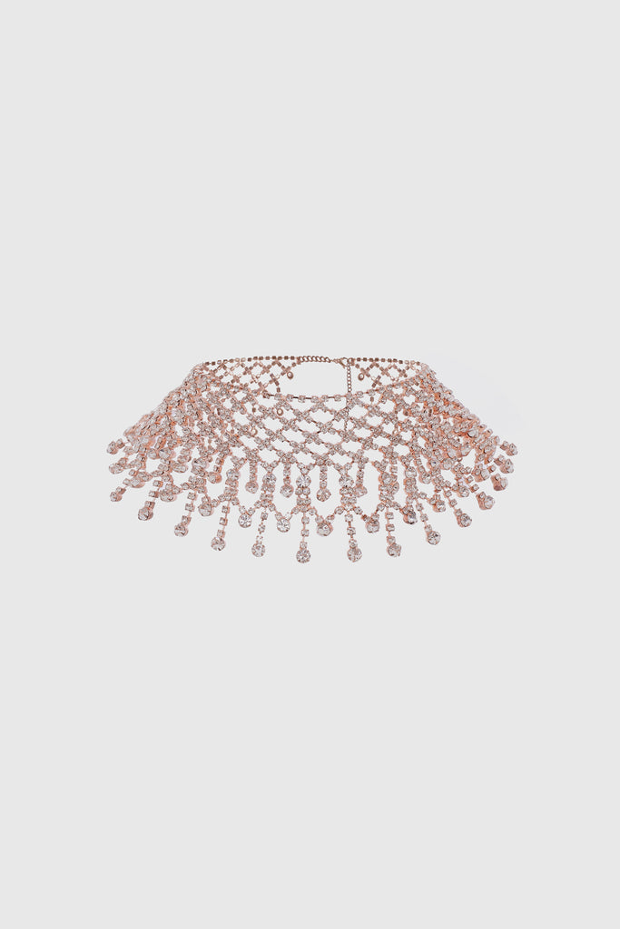 Layered Rhinestone Choker Necklace - BABEYOND