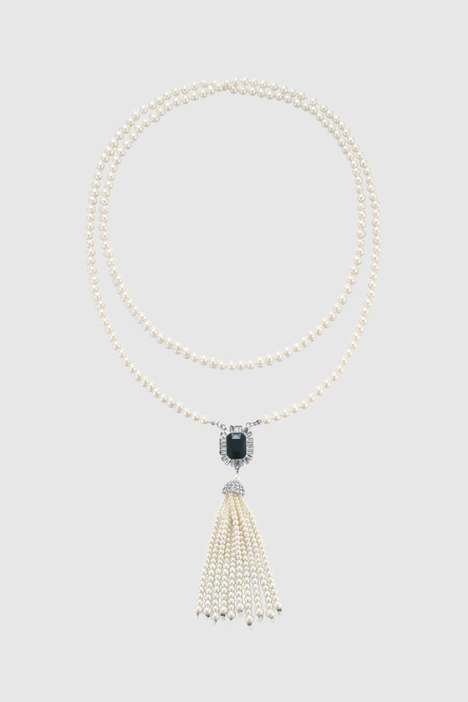 Luxurious Gem Pearl Tassel Necklace - BABEYOND