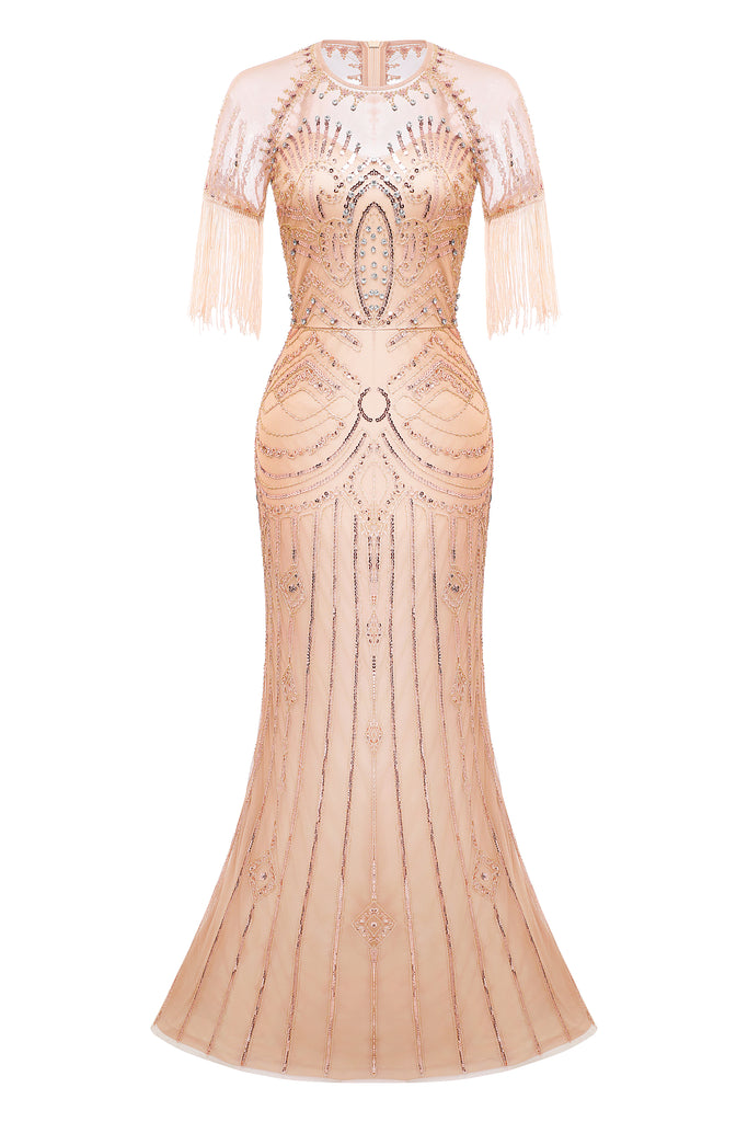Mermaid Hem Maxi Sequin Fringe Dress - BABEYOND