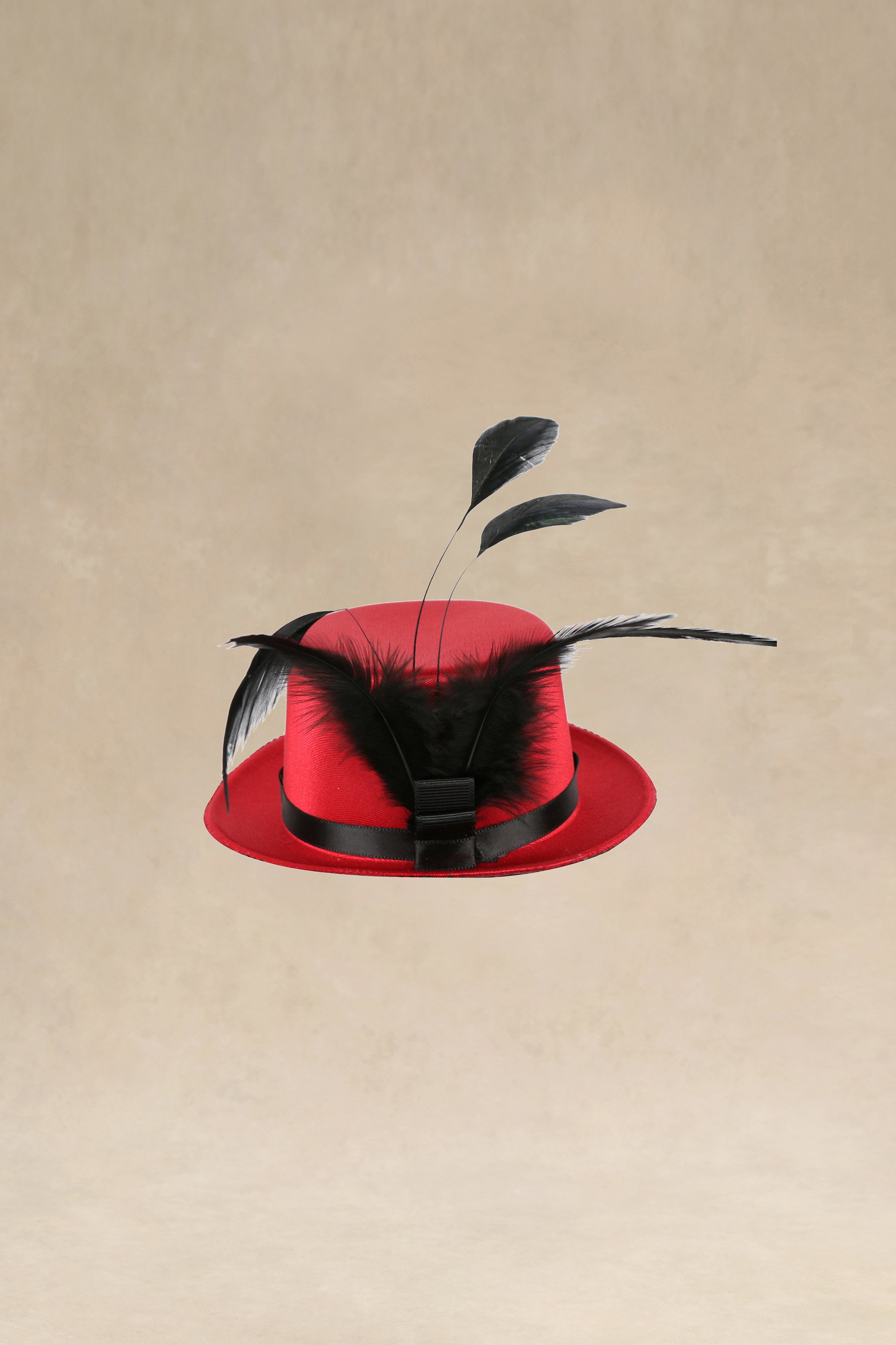 Mini Top Hat Feather Fascinator | winered | 1