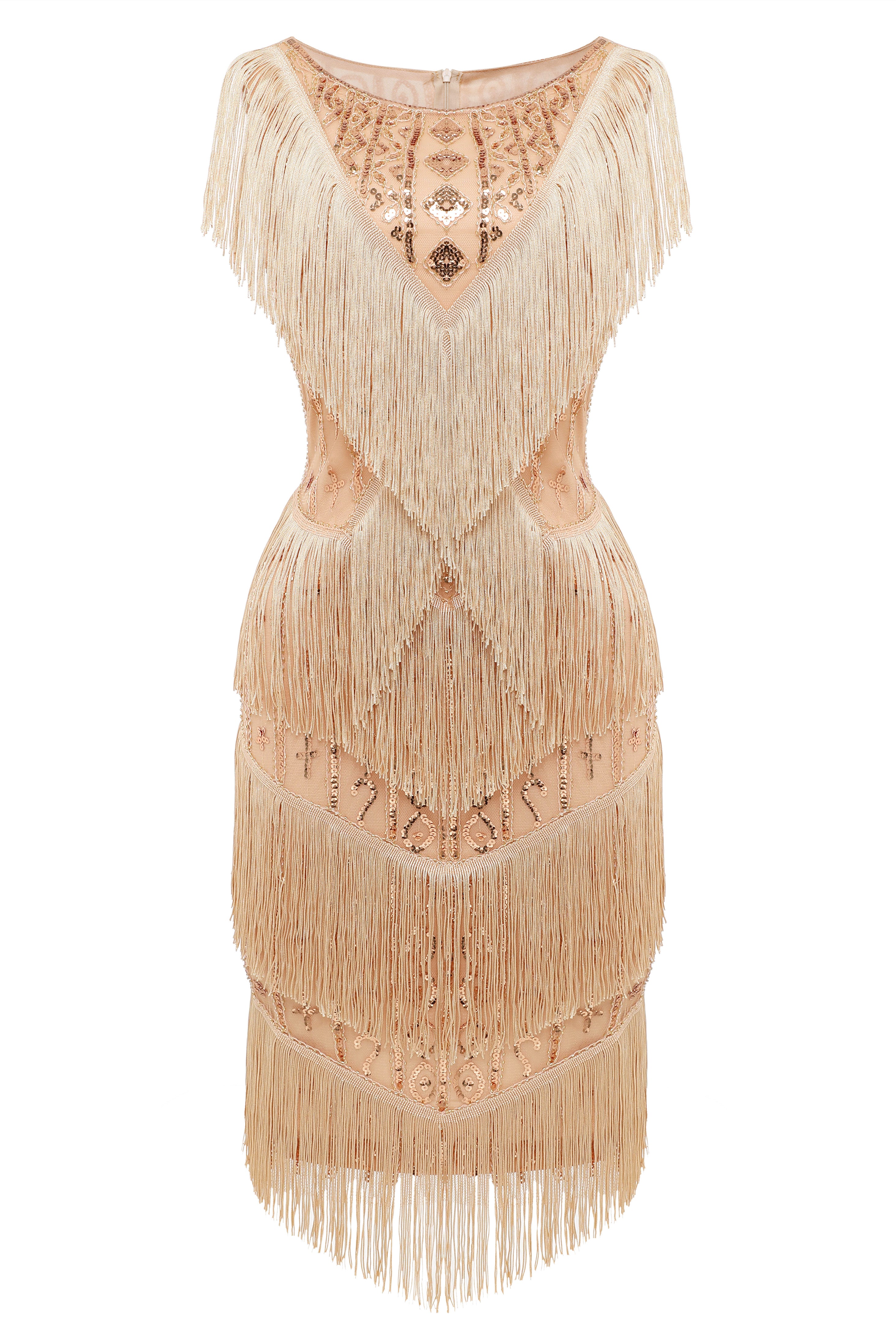 Shop 1920s Dresses - Multi-layer Tassel Sequin Dress | BABEYOND