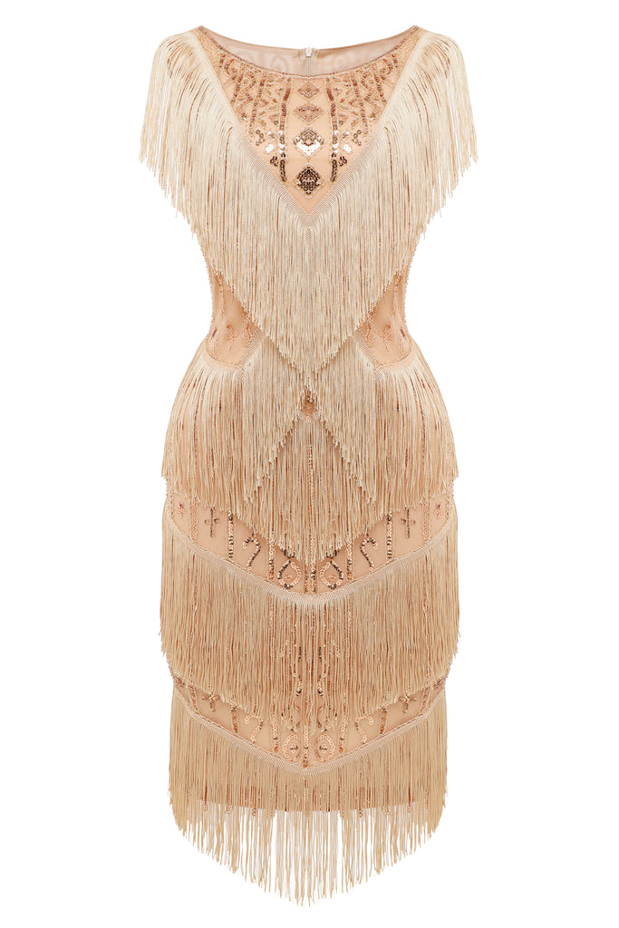 Multi-layer Tassel Sequin Flapper Dress - BABEYOND