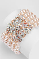 Multilayer Pearl Rhinestone Link Bracelet | Rosegold | 2