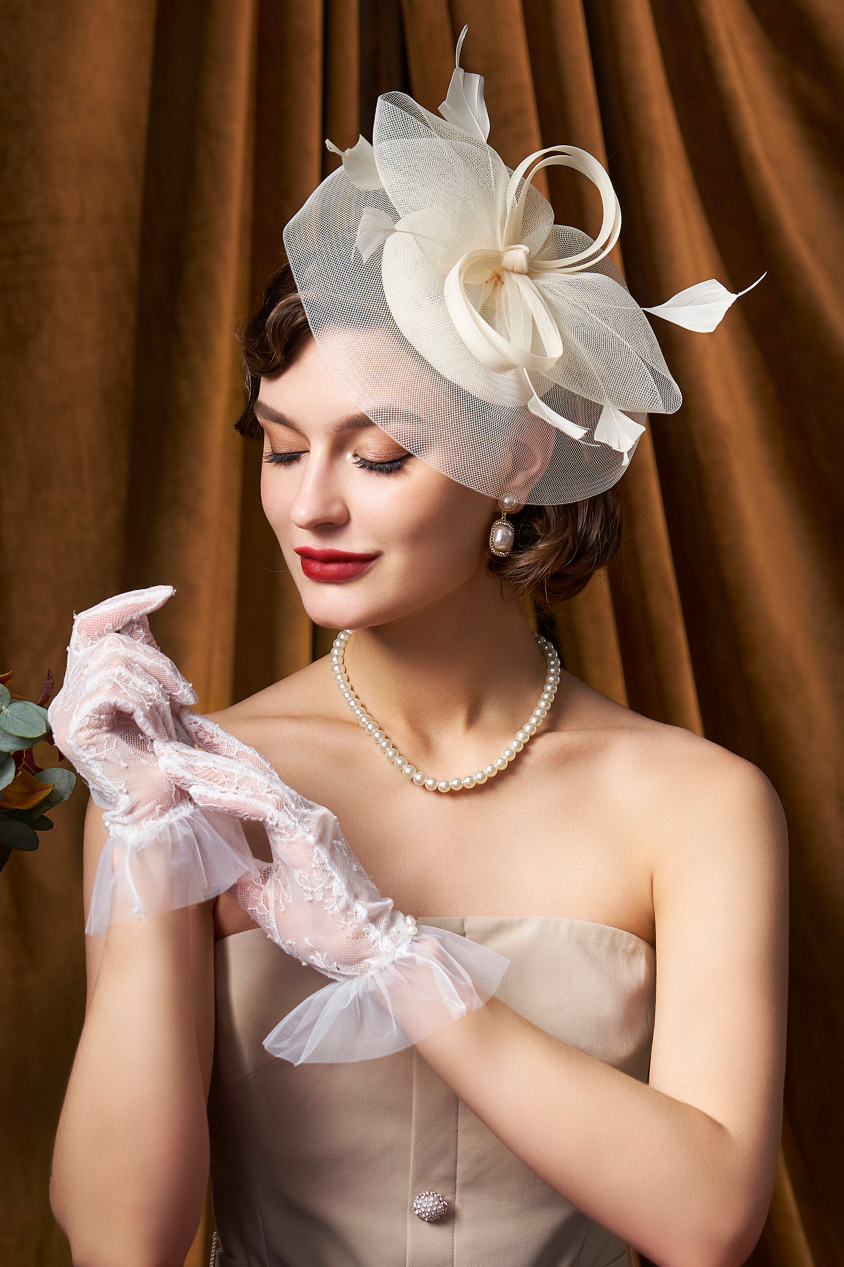 Pillbox Feather Bow Knot Fascinator | Beige | 2