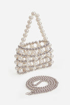 Reticulated Beaded Evening Pearl Purse | White | 2