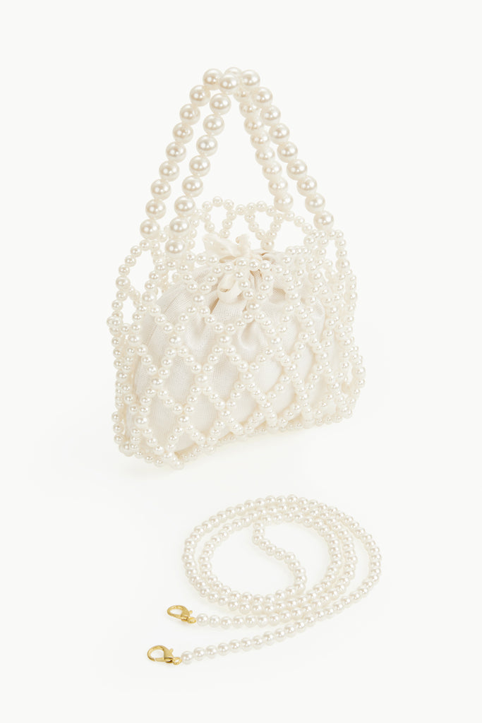Reticulated Beaded Pearl Bucket Purse - BABEYOND