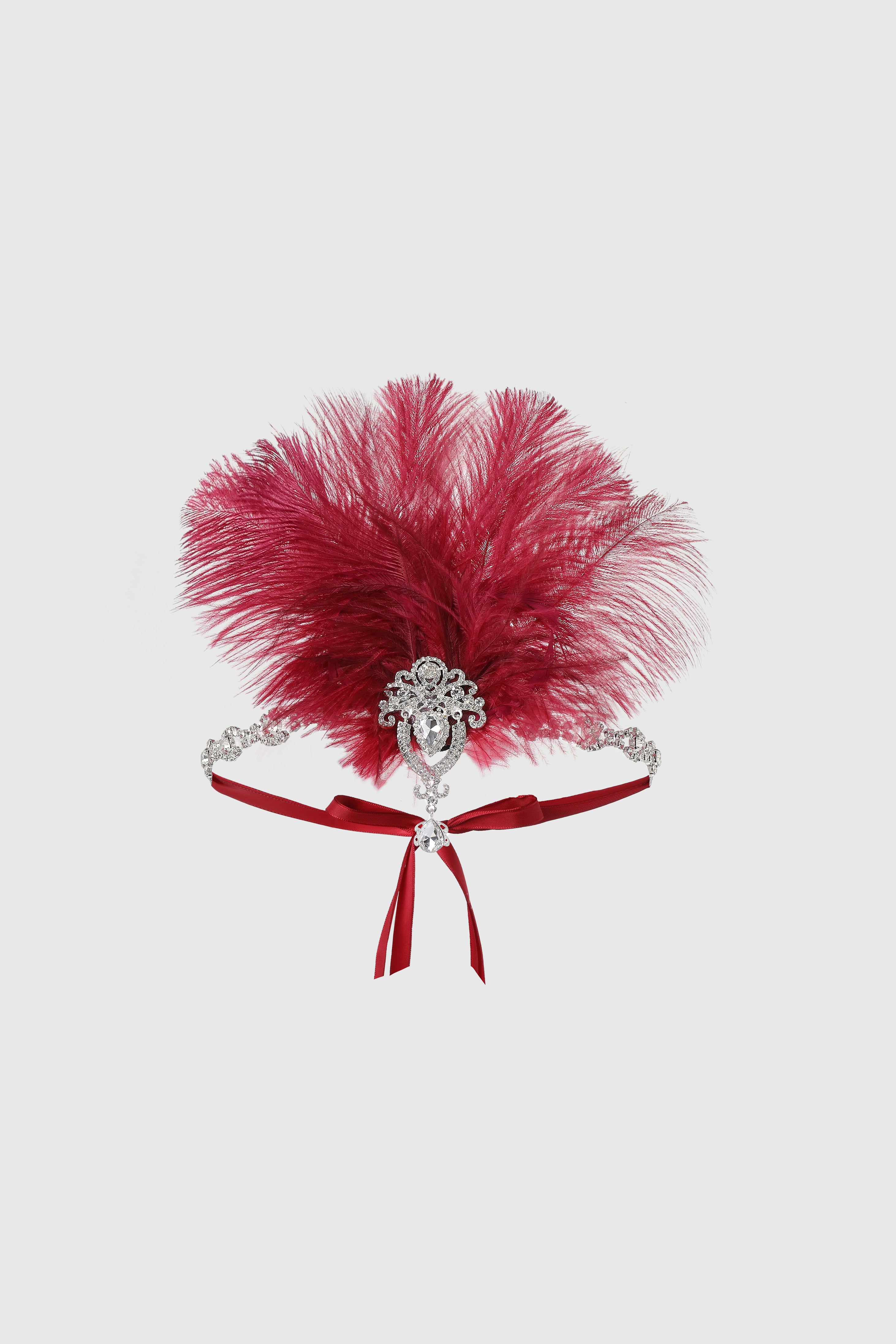 Retro Ostrich Feather Headband | Winered | 1