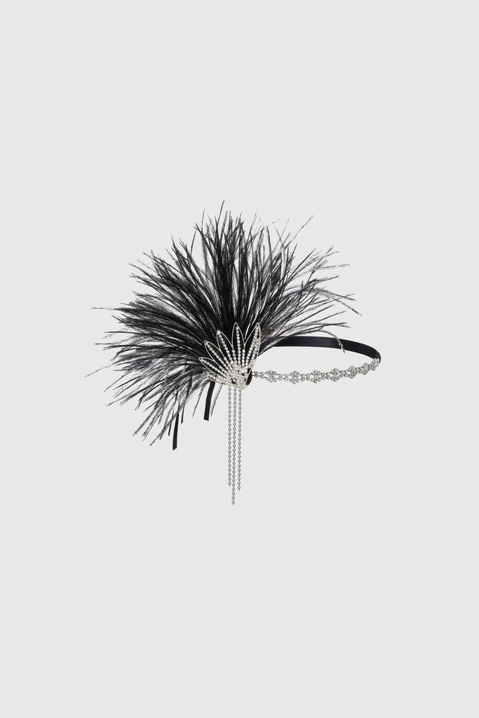 Rhinestone Beaded Feather Headband - BABEYOND