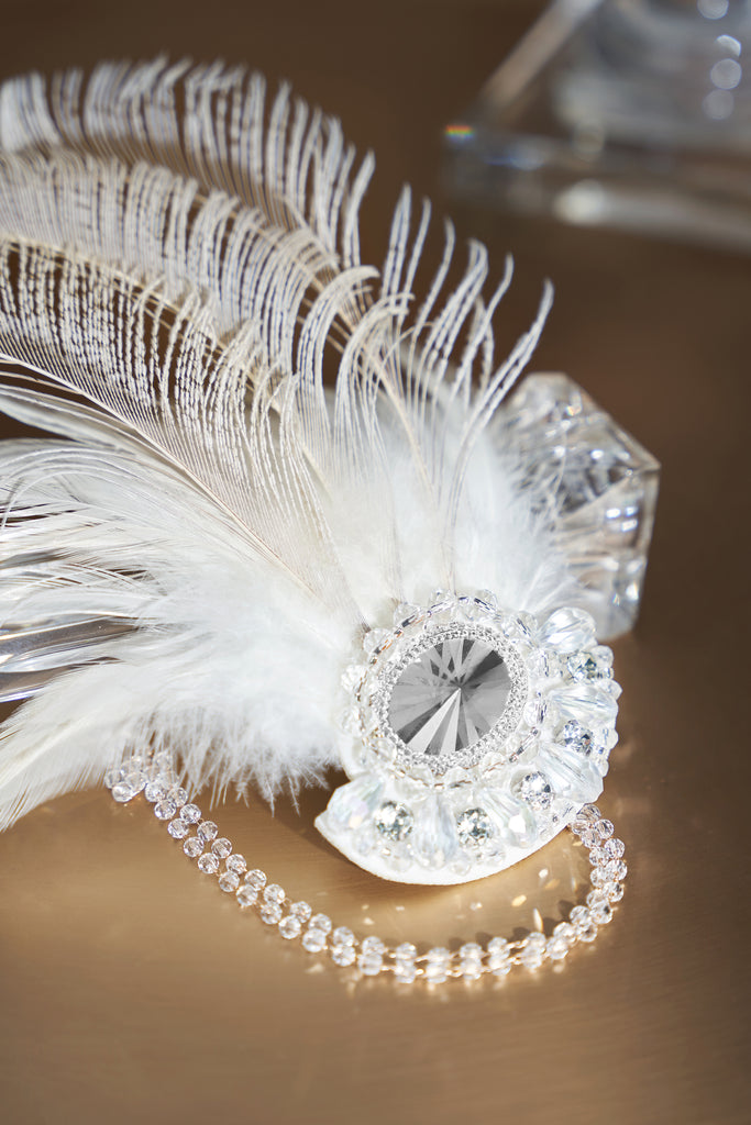 Rhinestone Peacock Feather Headband - BABEYOND