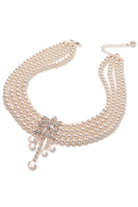 Rhinestone Studded Multi-layer Pearl Necklace | Rosegold | 3