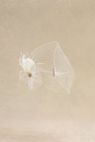 Rhinestone Studded Veil Feather Fascinator | White | 1