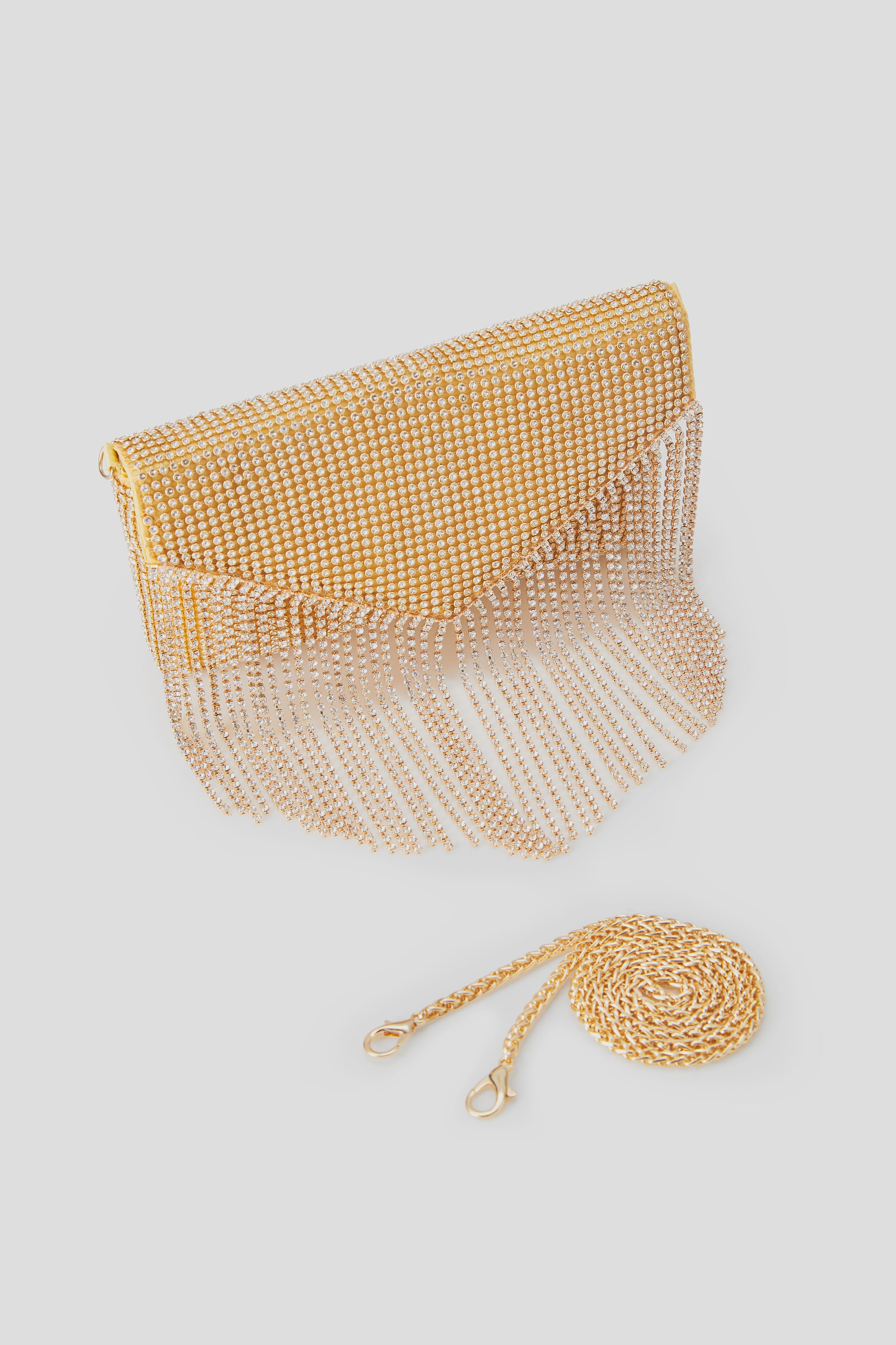 Rhinestone Tassels Clutch Handbag | Gold | 2