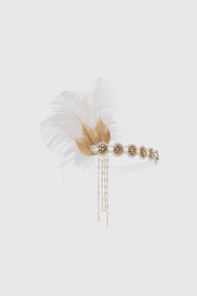Roaring 20s Leaf Feather Headband - BABEYOND