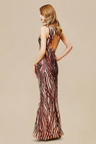 Sleeveless Round Neck Sequin Maxi Dress | Winered | 3