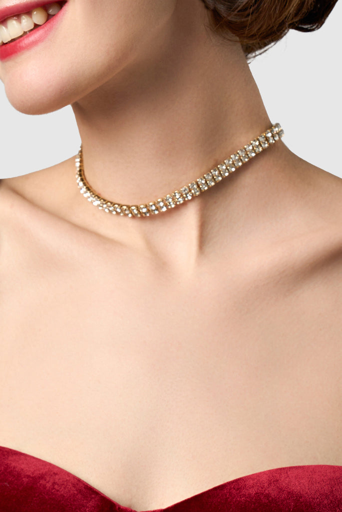 Sparkling Rhinestone Choker Necklace - BABEYOND